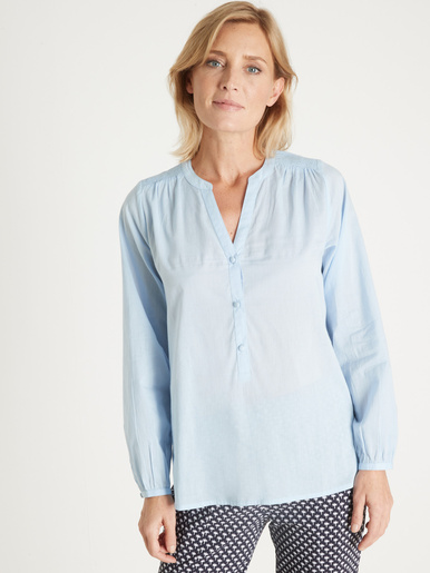 Blouse en voile de coton - Daxon - Bleu ciel