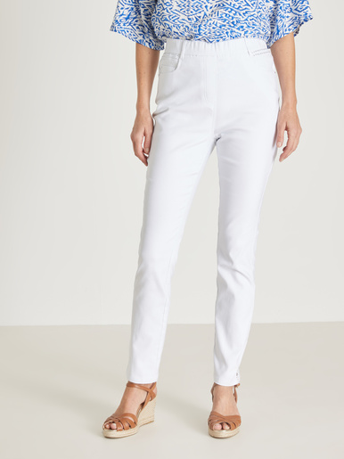 Tregging en tissu stretch - Daxon - Blanc