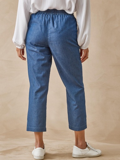 Pantacourt élastiqué en chambray