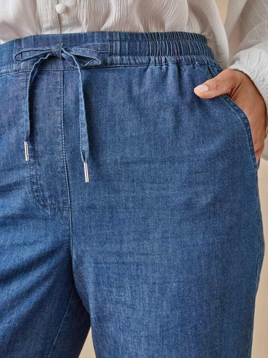 Pantacourt élastiqué en chambray