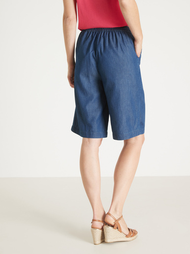 Bermuda en chambray élastiqué