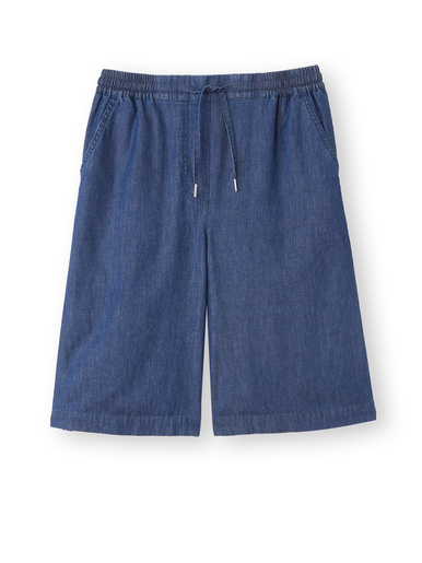 Bermuda en chambray élastiqué