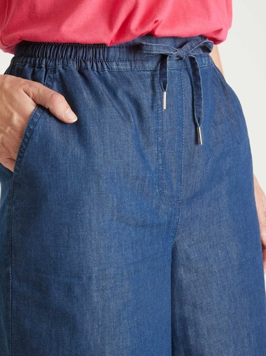 Bermuda en chambray élastiqué