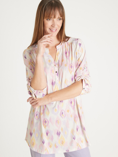 Tunique en maille extensible - Daxon - Imprimé fond blanc