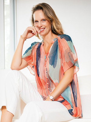 Blouse vaporeuse manches papillon