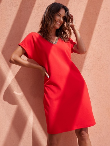 Robe housse en maille - Daxon - Rouge