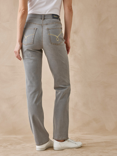 Jean droit taille haute stretch