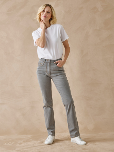 Jean droit taille haute stretch