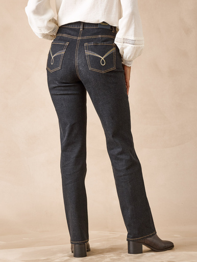Jean droit taille haute stretch