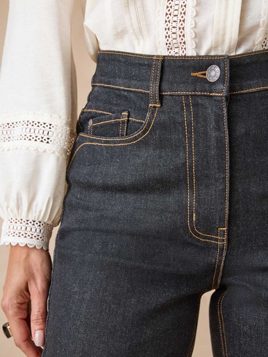 Jean droit taille haute stretch