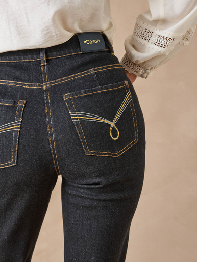 Jean droit taille haute stretch
