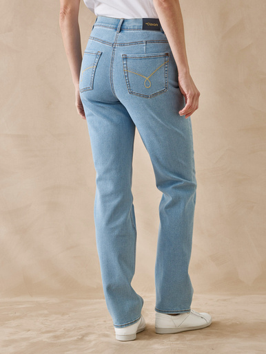 Jean droit taille haute stretch