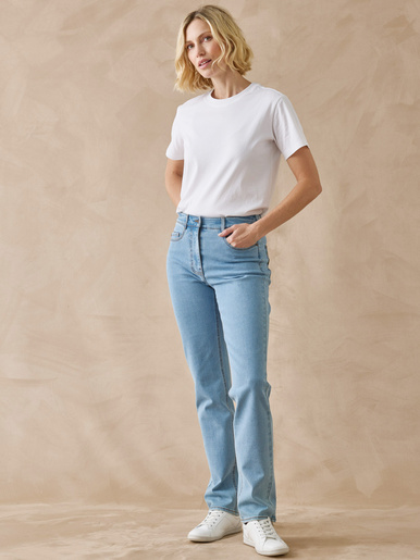 Jean droit taille haute stretch