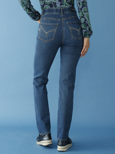 Jean droit taille haute stretch