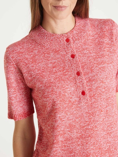 Pull col tunisien en maille chinée