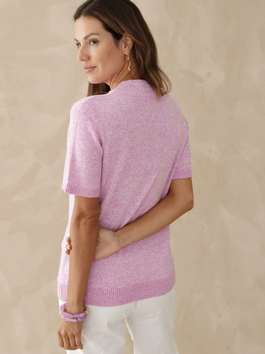 Pull col tunisien en maille chinée