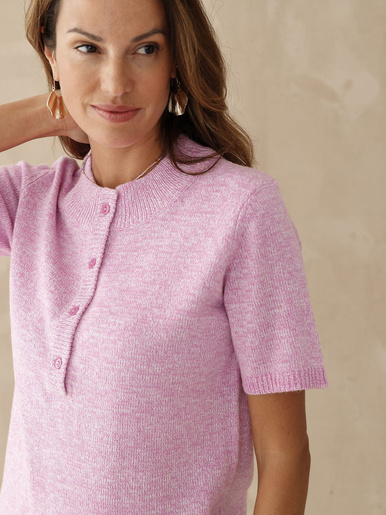 Pull col tunisien en maille chinée
