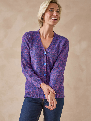 Gilet classique en maille chinée - Daxon - Chiné bleu