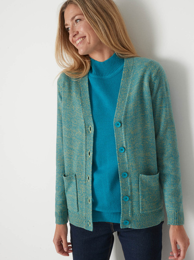 Gilet classique en maille chinée - Daxon - Chiné vert