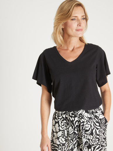 Tee-shirt avec dentelle au dos - Daxon - Noir