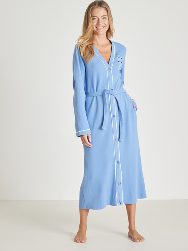 Peignoir en maille nid d'abeille - Daxon - Bleu