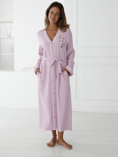 Peignoir en maille nid d'abeille - Daxon - Lilas