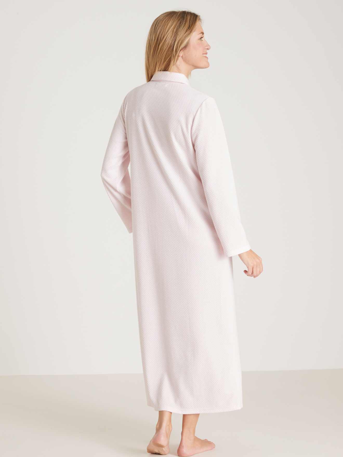 Robe D'Hôtesse En Maille Velours - Femme, Broderies Contrastées, Longueur 125 Cm, Polyester-Élasthanne