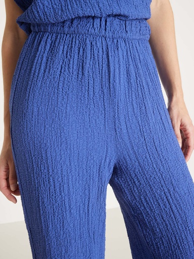 Pantalon large en seersucker