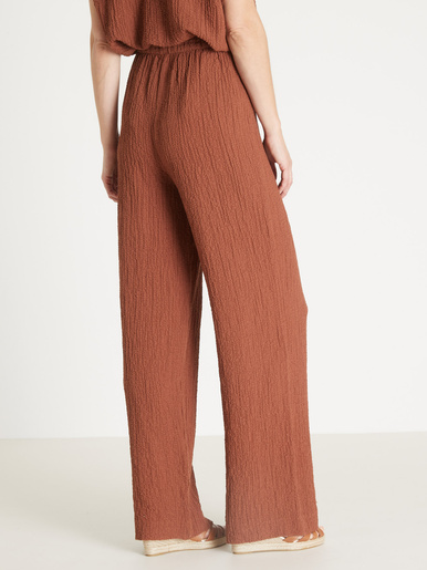 Pantalon large en seersucker