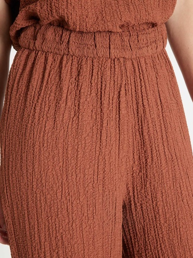 Pantalon large en seersucker