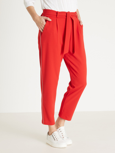 Pantalon raccourci élastiqué - Daxon - Rouge