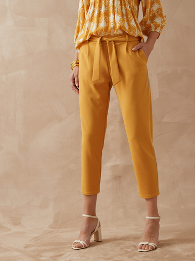 Pantalon raccourci élastiqué - Daxon - Miel