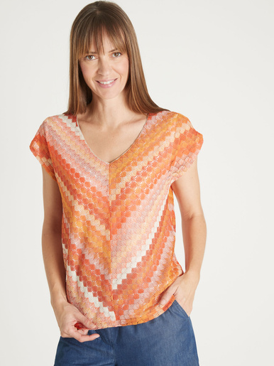Tee-shirt effet dentelle - Daxon - Orange