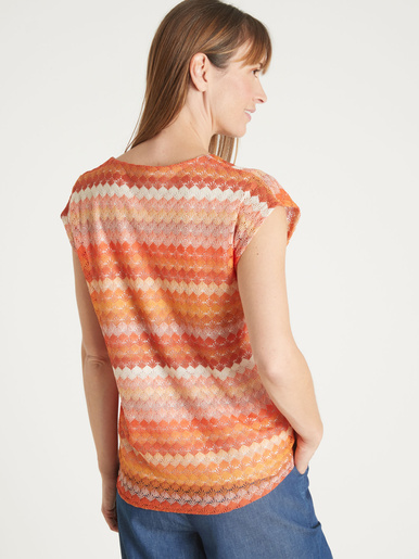 Tee-shirt effet dentelle - Daxon - Orange