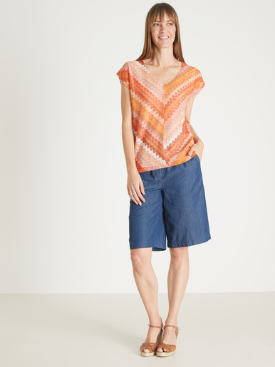 Tee-shirt effet dentelle - Daxon - Orange