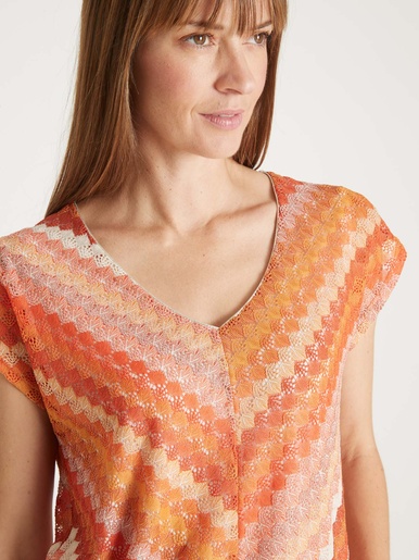 Tee-shirt effet dentelle - Daxon - Orange