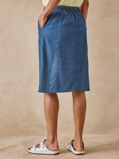 Jupe en chambray entièrement boutonnée