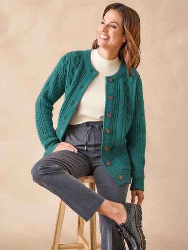 Cardigan torsadé col rond