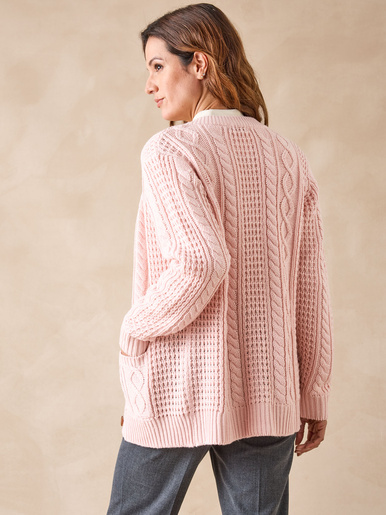 Cardigan torsadé col rond