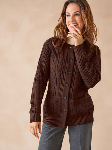 Cardigan torsadé col rond