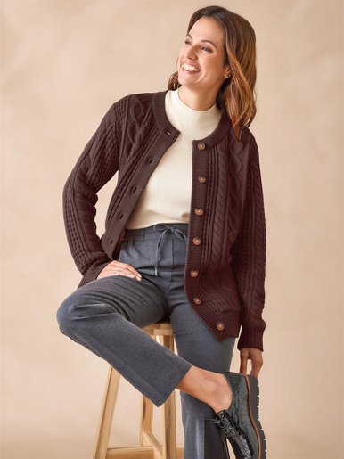 Cardigan torsadé col rond