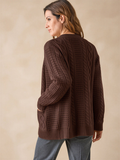 Cardigan torsadé col rond