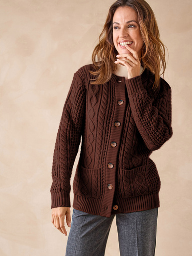 Cardigan torsadé col rond