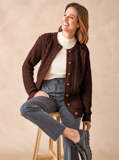 Cardigan torsadé col rond
