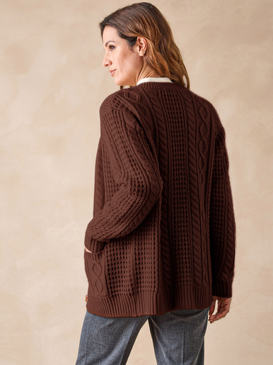 Cardigan torsadé col rond