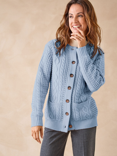 Cardigan torsadé col rond - Daxon - Bleu ciel