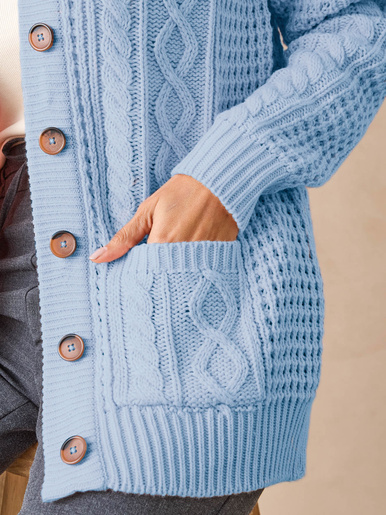 Cardigan torsadé col rond