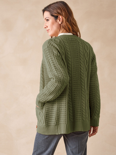 Cardigan torsadé col rond