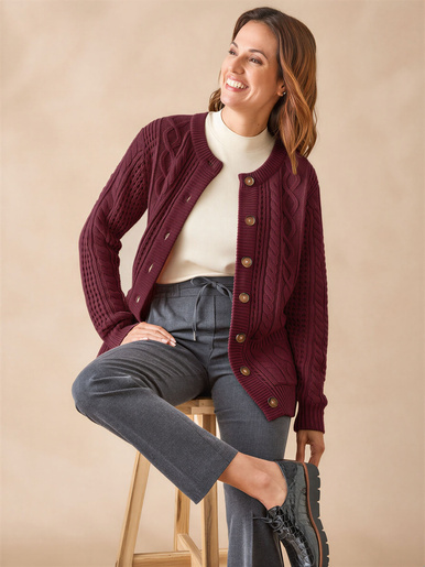Cardigan torsadé col rond