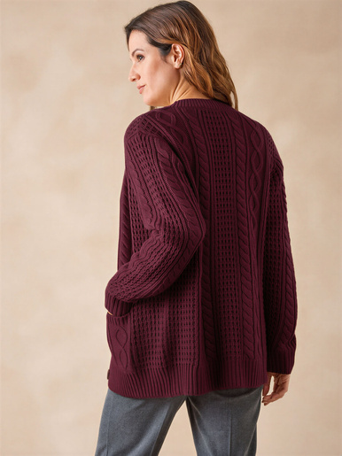 Cardigan torsadé col rond